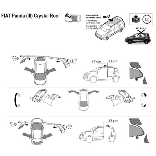 Kit barre portatutto LP47 per Fiat Panda Crystal Roof dal 2012