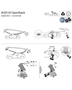 Kit barre portatutto LP47 per Audi A3 Sportback 5p 2012-2020 2