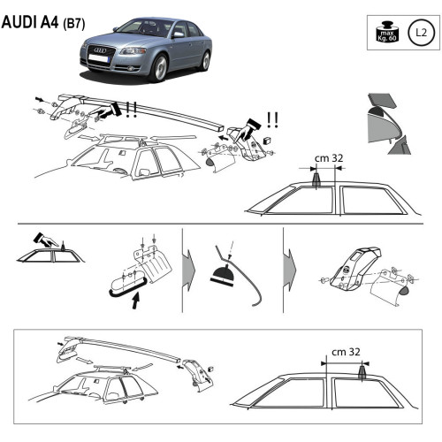 Kit barre portatutto LP47 per Audi A4 Berlina 2004-2008