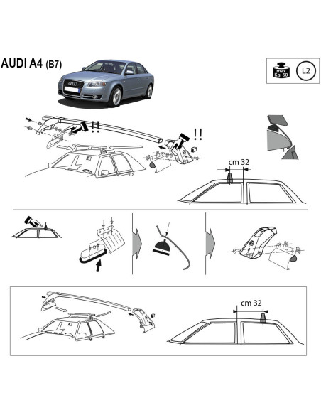 Kit barre portatutto LP47 per Audi A4 Berlina 2004-2008