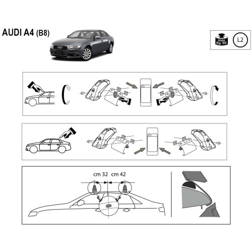 Kit barre portatutto LP47 per Audi A4 Berlina 2007-2015