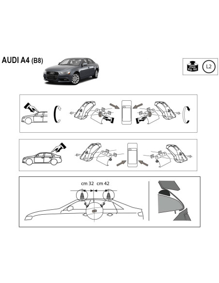 Kit barre portatutto LP47 per Audi A4 Berlina 2007-2015