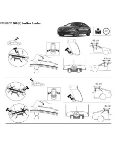 Kit barre portatutto LP47 per Peugeot 508 berlina dal 2018 2
