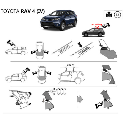 Kit barre portatutto LP47 per Toyota Rav4 5p 2013-2018