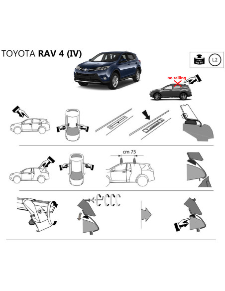 Kit barre portatutto LP47 per Toyota Rav4 5p 2013-2018