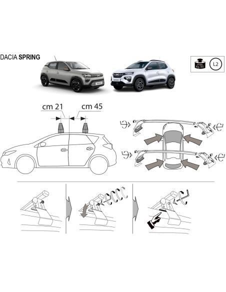 Kit barre portatutto portapacchi LP49 per Dacia Spring dal 2021