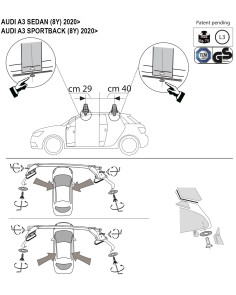 Kit barre portatutto LP47 per Audi A3 Berlina-Sportback dal 2020 2
