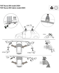 Kit barre portatutto LP47 per Fiat 500 elettrica dal 2020 2
