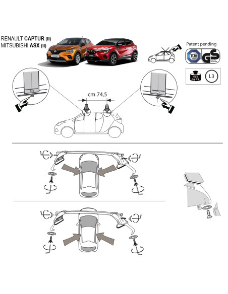 Kit barre portatutto LP47 per Mitsubishi ASX dal 2023