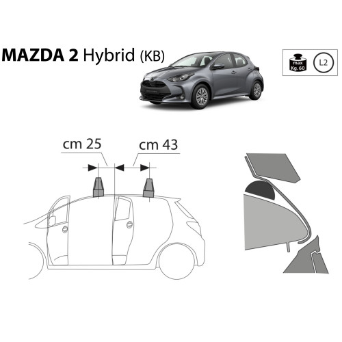 Kit barre portatutto LP47 per Mazda 2 Hybrid dal 2022