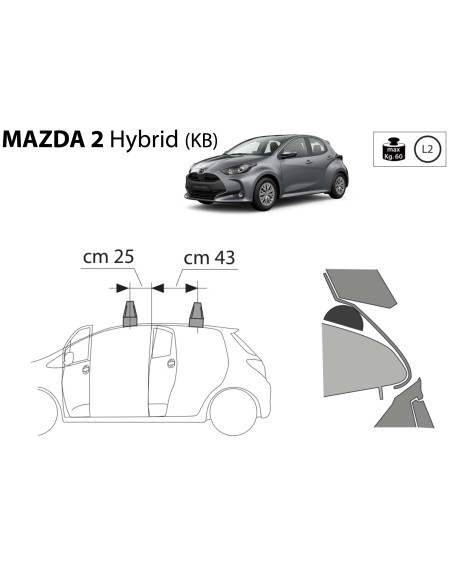 Kit barre portatutto LP47 per Mazda 2 Hybrid dal 2022