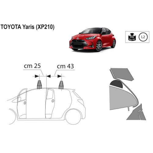 Kit barre portatutto LP47 per Toyota Yaris 5p dal 2020