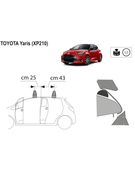 Kit barre portatutto LP47 per Toyota Yaris 5p dal 2020