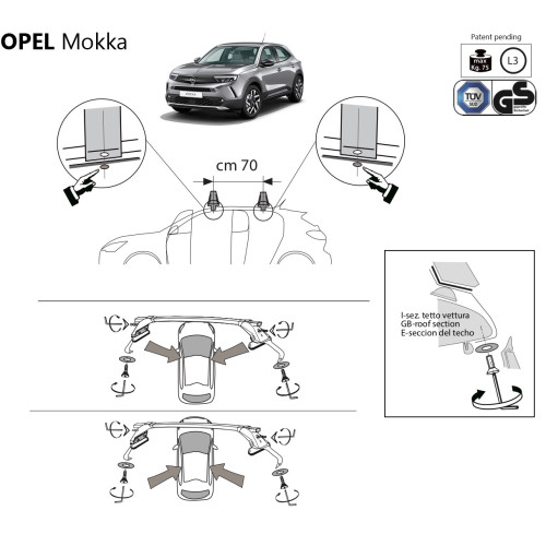 Kit barre portatutto LP47 per Opel Mokka dal 2020