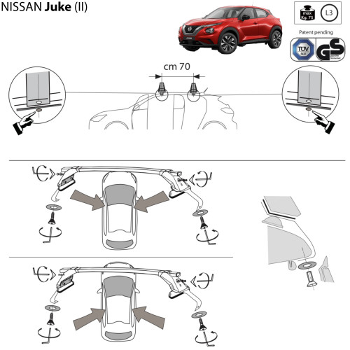 Kit barre portatutto LP47 per Nissan Juke 5 porte dal 2019