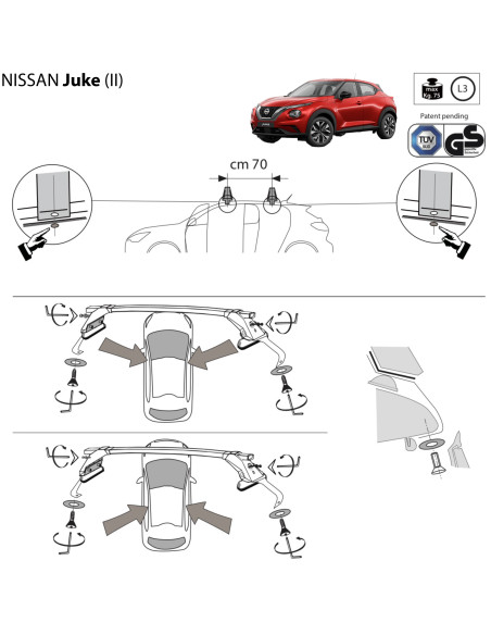 Kit barre portatutto LP47 per Nissan Juke 5 porte dal 2019