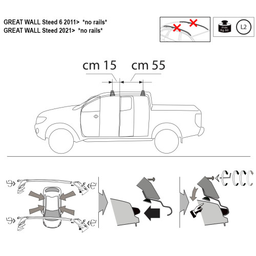 Kit barre portatutto LP47 per Great Wall Steed dal 2011