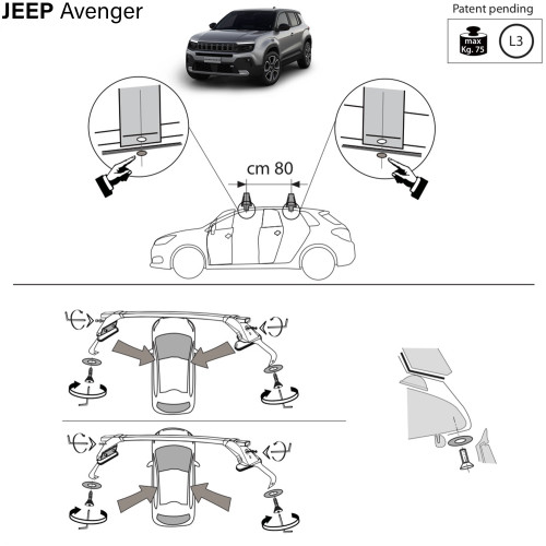 Kit barre portatutto LP47 per Jeep Avenger dal 2022