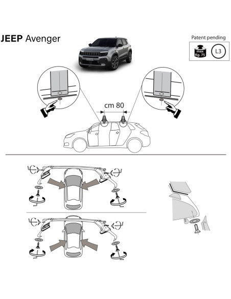 Kit barre portatutto LP47 per Jeep Avenger dal 2022
