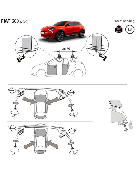 Kit barre portatutto LP47 per Fiat 600 dal 2023