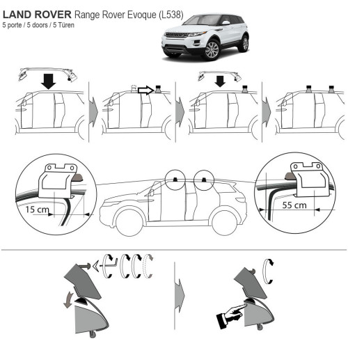 Kit barre portatutto LP47 per Land Rover Evoque 5p 2011-2018