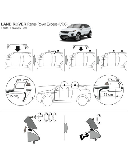 Kit barre portatutto LP47 per Land Rover Evoque 5p 2011-2018