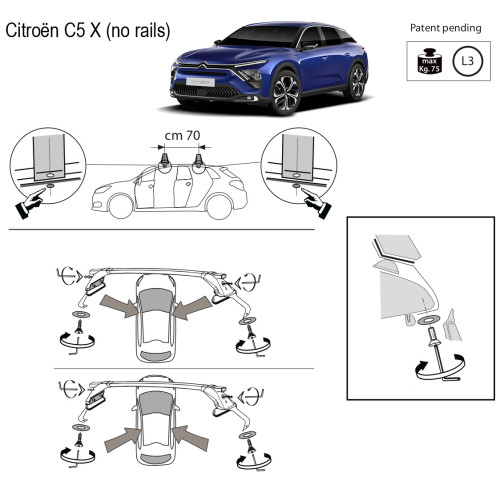 Kit barre portatutto LP47 per Citroen C5 X dal 2021