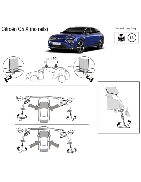 Kit barre portatutto LP47 per Citroen C5 X dal 2021