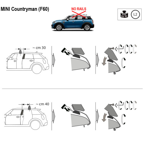 Kit barre portatutto LP47 per Mini Countryman senza railing 2017-2023
