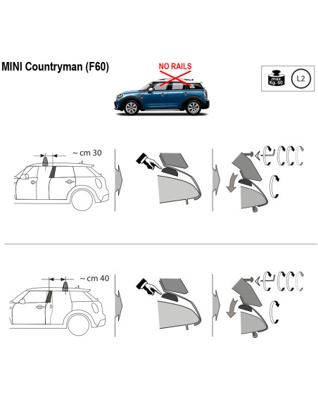 Kit barre portatutto LP47 per Mini Countryman senza railing 2017-2023