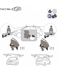 Kit barre portatutto LP47 per Ford C-Max Monovolume 5 posti dal 2010 2