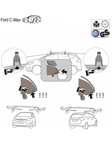 Kit barre portatutto LP47 per Ford C-Max Monovolume 5 posti dal 2010