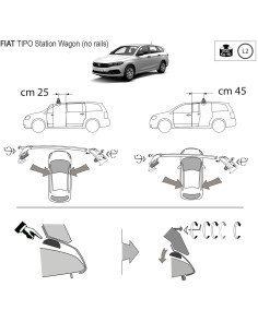 Kit barre portatutto LP47 per Fiat Tipo SW senza railing dal 2016 2