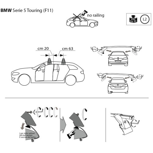 Kit barre portatutto LP47 per Bmw Serie 5 Touring 2010-2017