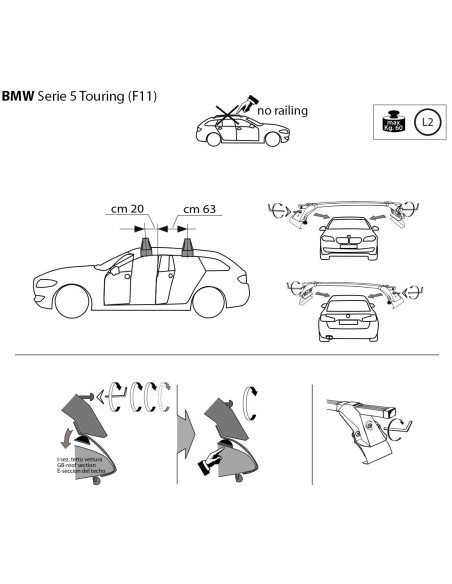 Kit barre portatutto LP47 per Bmw Serie 5 Touring 2010-2017