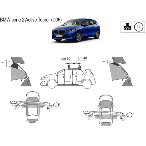 Kit barre portatutto LP47 per Bmw Serie 2 Active Tourer dal 2021