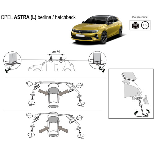 Kit barre portatutto LP47 per Opel Astra L 5p dal 2021