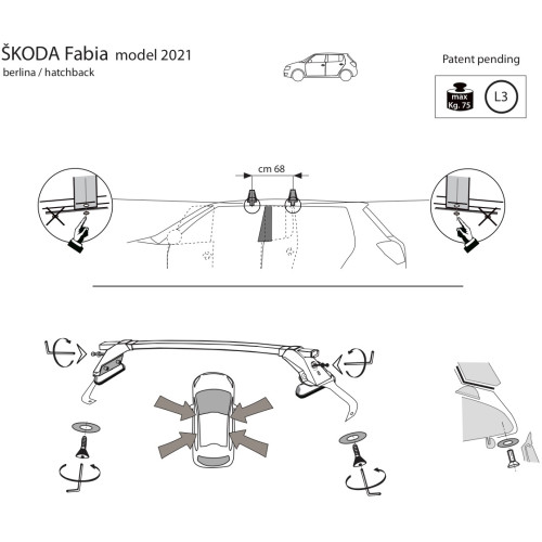 Kit barre portatutto LP47 per Skoda Fabia IV dal 2021