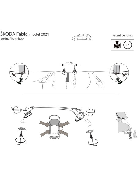 Kit barre portatutto LP47 per Skoda Fabia IV dal 2021