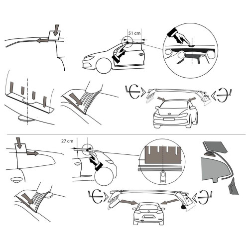 Kit barre portatutto LP47 per VW Scirocco 3p dal 2008