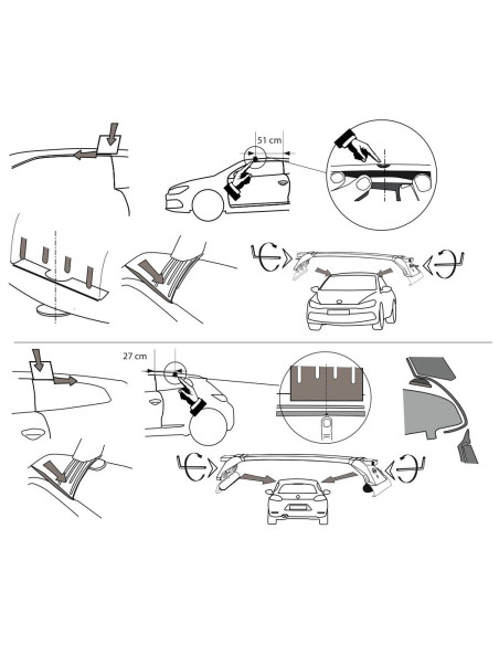 Kit barre portatutto LP47 per VW Scirocco 3p dal 2008