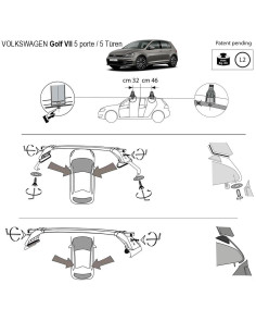 Kit barre portatutto LP47 per VW Golf VII 5p 2012-2019 2