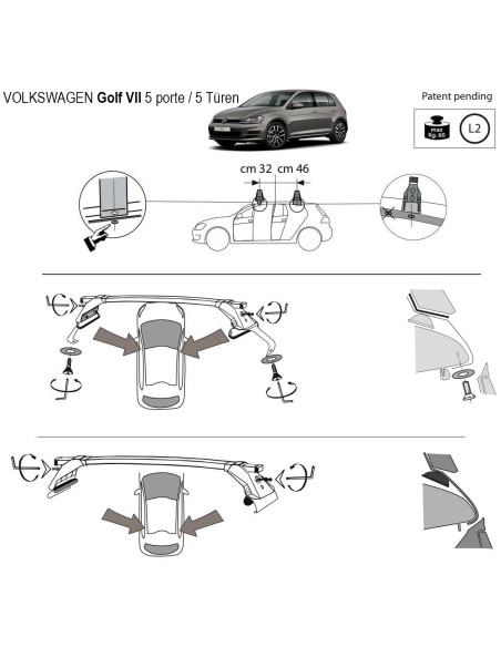 Kit barre portatutto LP47 per VW Golf VII 5p 2012-2019