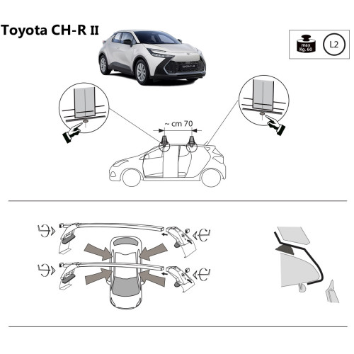 Kit barre portatutto LP47 per Toyota C-HR II dal 2023