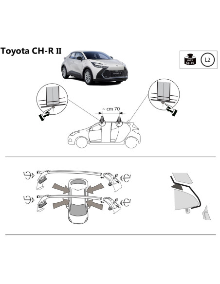 Kit barre portatutto LP47 per Toyota C-HR II dal 2023