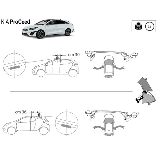 Kit barre portatutto LP47 per Kia ProCeed 5 porte dal 2019
