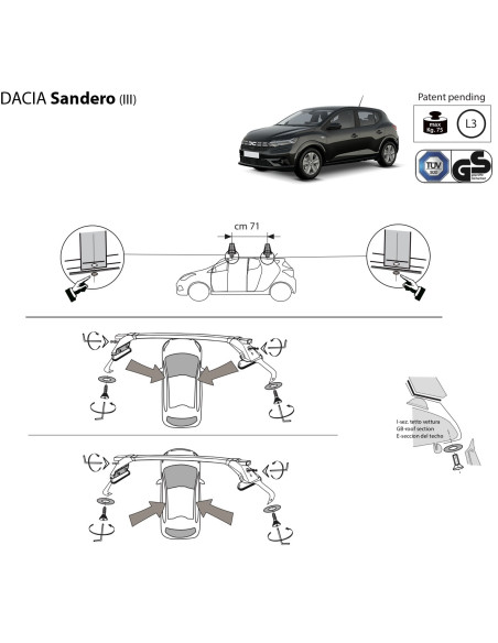 Kit barre portatutto LP47 per Dacia Sandero dal 2021