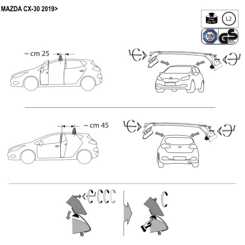 Kit barre portatutto LP47 per Mazda CX-30 5 porte dal 2019