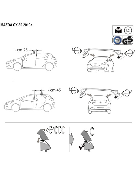 Kit barre portatutto LP47 per Mazda CX-30 5 porte dal 2019