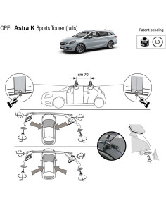 Kit barre portatutto LP47 corrimano basso Opel Astra Sports Tourer dal 2015 2